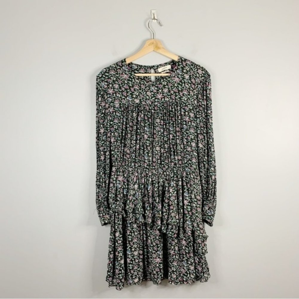 Isabel Etoile Marant  Ruffle Flare Mini Dress Floral Long Sleeve Romantic 40 8 M